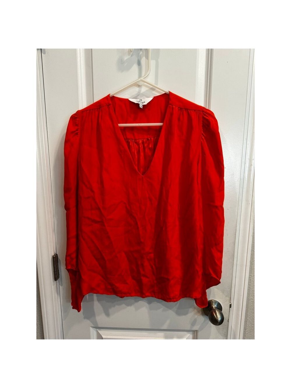 La Roque Red V-Neck Blouse M EUC